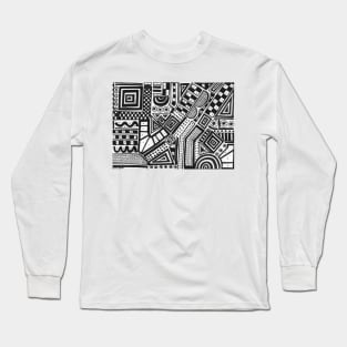 Ethnic black and white pattern Long Sleeve T-Shirt